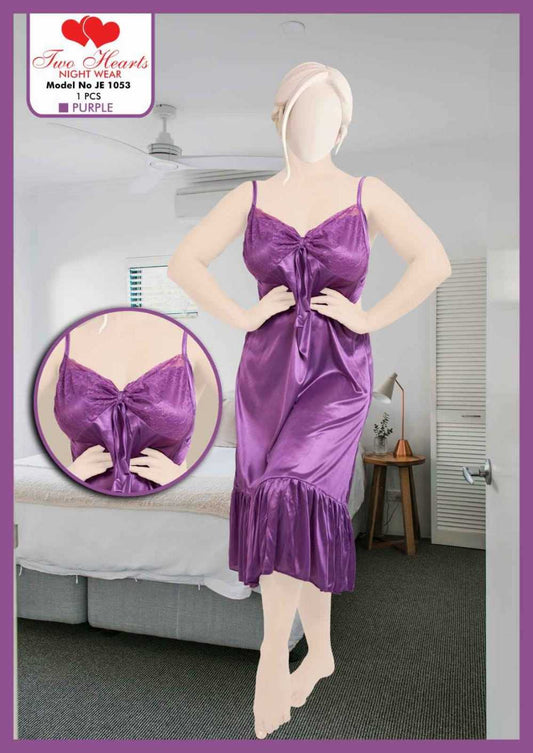Women's Satin Lace Imported 1Pcs Nighty | Two Hearts Nightwear | Elegant Sleepwear & Lingerie