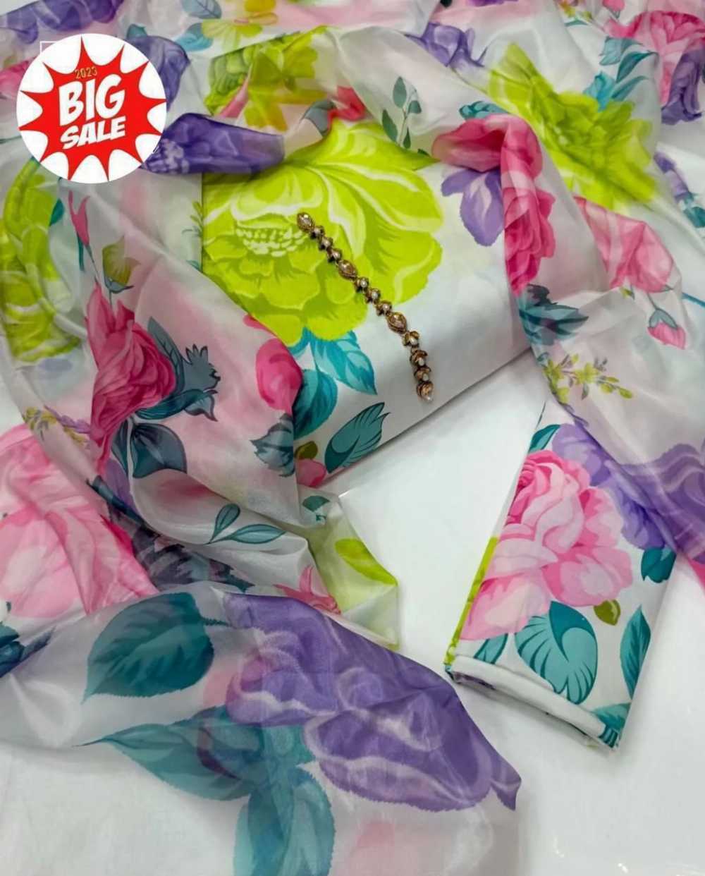 Digital Printed 3 Piece Swiss Cambric Cotton With Silk Dupatta Collection 112 (unstitch)