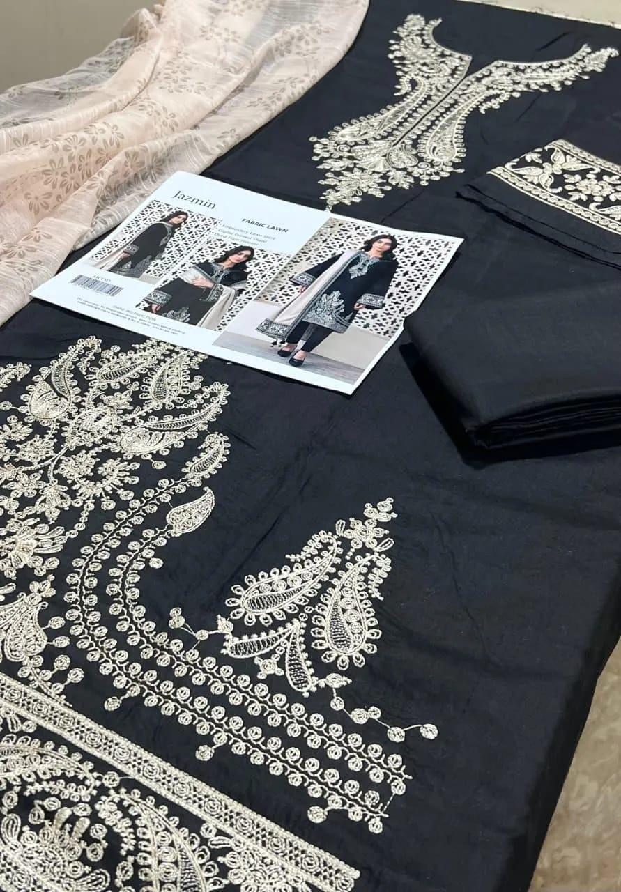 JAZMIN 3 pcs Unstitched Embroidered suit