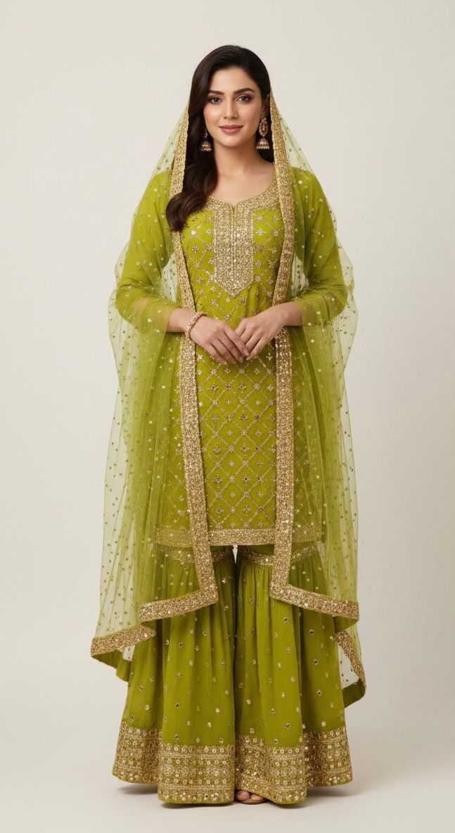 Luxury Wedding wear Top Plazo and Dupatta Women Kurta Suit