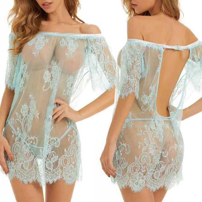 Imported Sexy Lace Lingerie Babydoll for Women – Sheer Nightwear Set with G-String | Model 8135